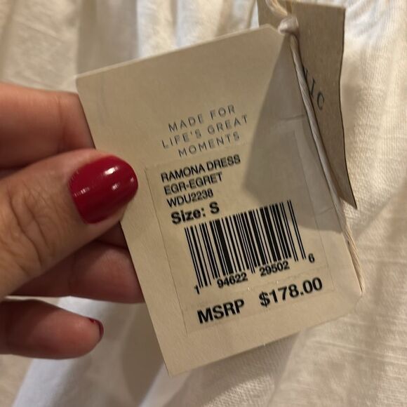 NWT FAHERTY Ramona Organic Cotton Shift Dress Egret White Puff Sleeve Top Small‌ - Picture 8 of 14